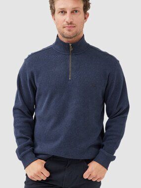 Rodd & Gunn Alton Ave Quarter Zip Sweater Mens Large Australian Cotton Ink Blue